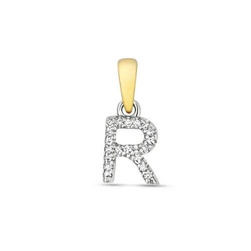 R Diamond initial pendent 0.02ct 0.40g - 9ct Yellow Gold